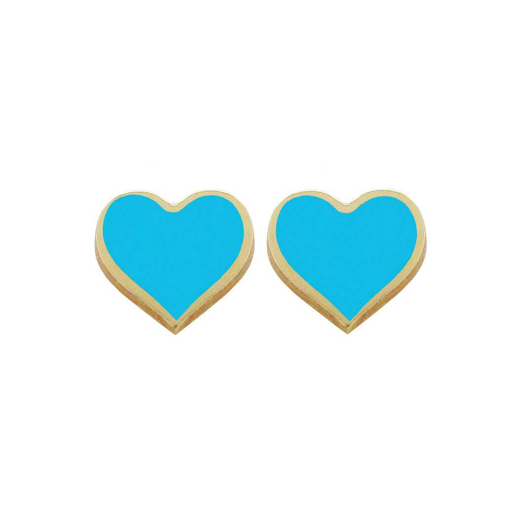 14K GOLD MEGAN SMALL TURQUOISE HEART STUDS