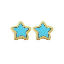 14K GOLD MEGAN SMALL TURQUOISE STAR STUDS