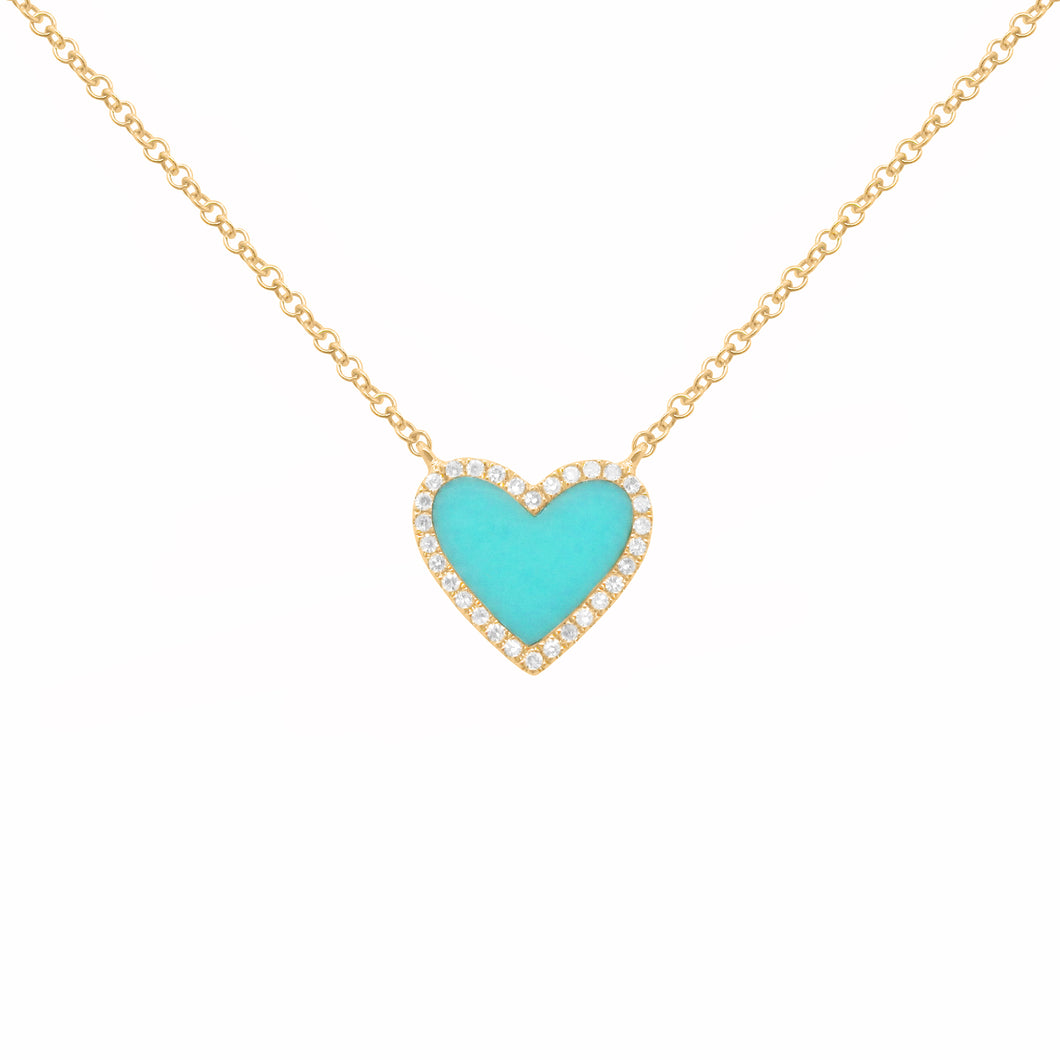 14K GOLD DIAMOND TURQUOISE SMALL HAILEY NECKLACE