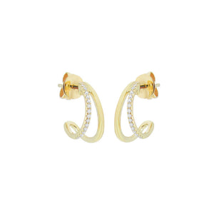 14K GOLD DIAMOND SAVANNAH STUD CUFF EARRINGS