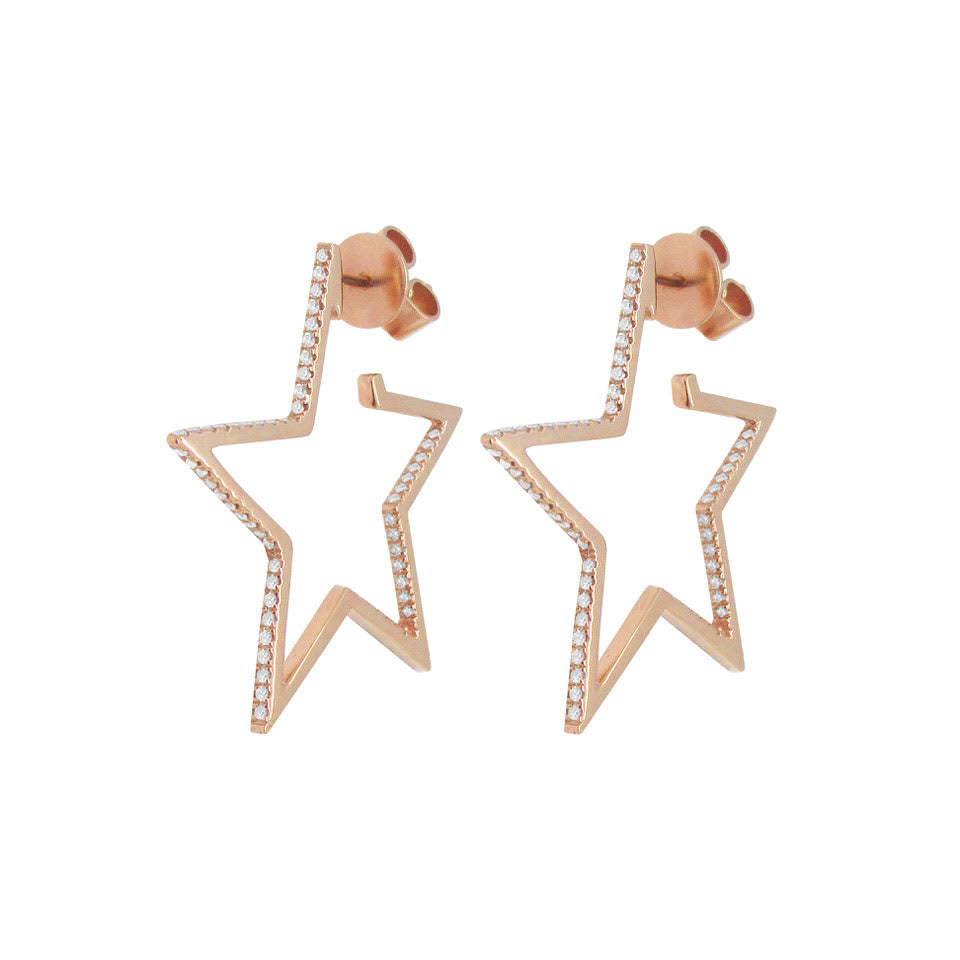 14K GOLD DIAMOND SMALL EMMA STAR HOOPS