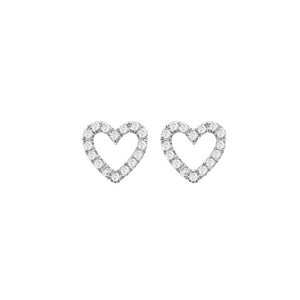 14K GOLD DIAMOND OPEN HEART STUDS