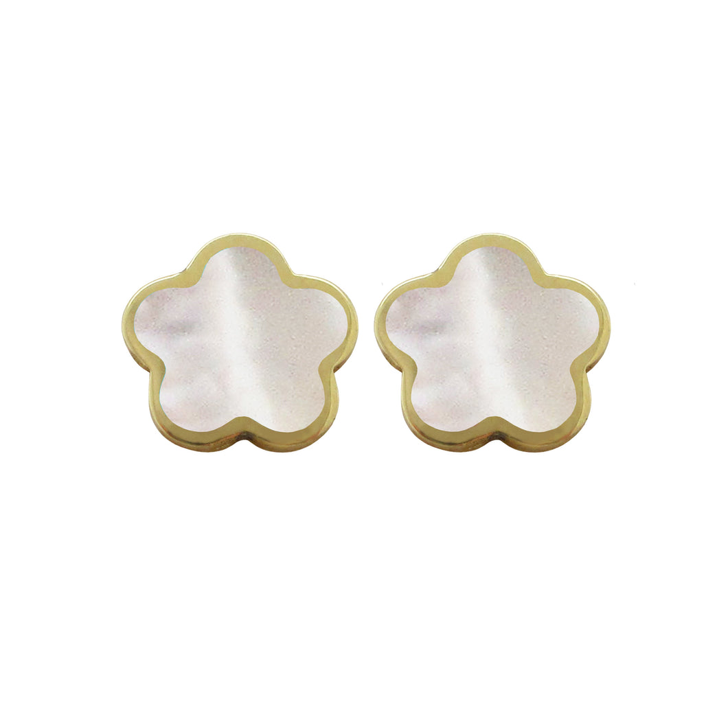 14K GOLD MOTHER OF PEARL SMALL MEGAN FLOWER STUDS