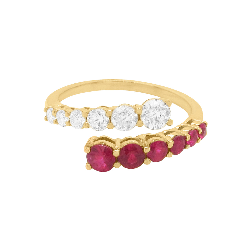 14K GOLD DIAMOND AND RUBY LILLY RING