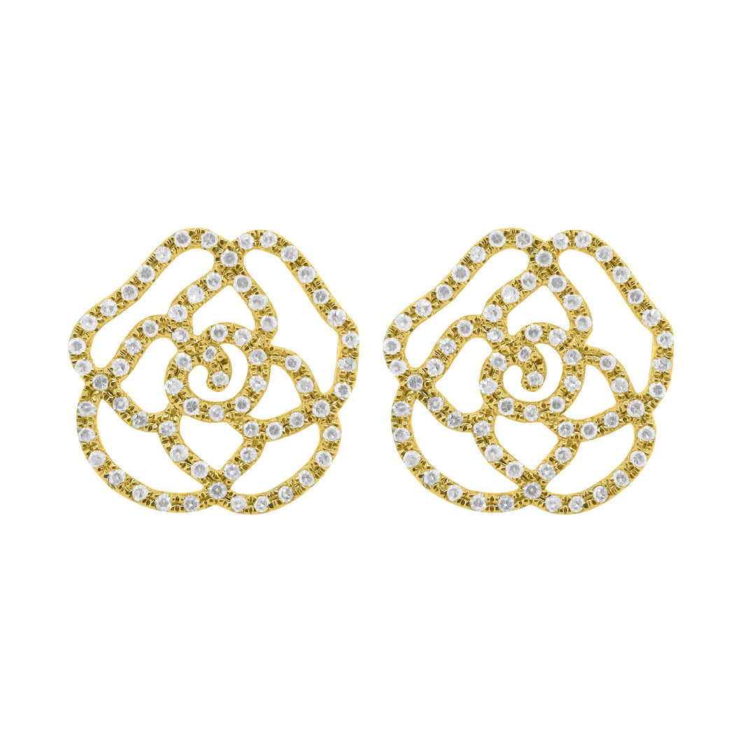 14K GOLD DIAMOND XL CAMILIA FLOWER STUDS