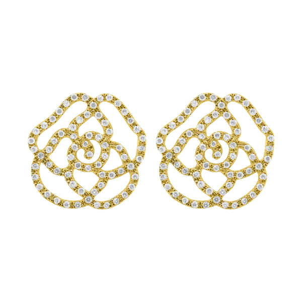 14K GOLD DIAMOND XL CAMILIA FLOWER STUDS