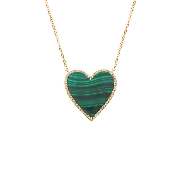 14K GOLD DIAMOND MALACHITE LARGE HAILEY NECKLACE