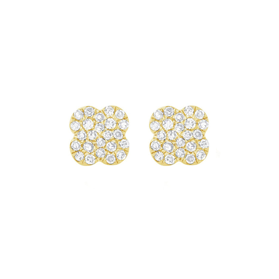 14K GOLD DIAMOND MINI SARICA CLOVER STUDS